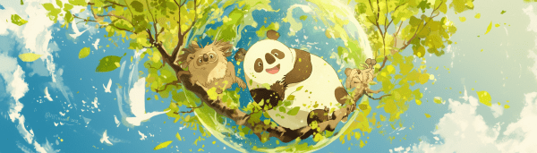 Panda,koala and kiwi playing together with visa free policy